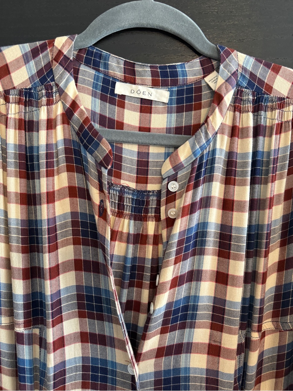 Doen Checked Button-Front Maxi Dress in Red, Blue & Cream M - Picture 6 of 6